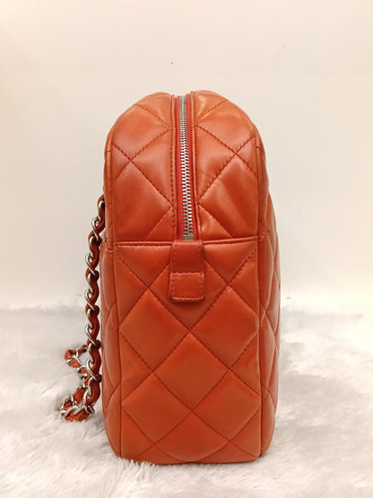 Chanel Camera Lamb Red Coral SHW #15