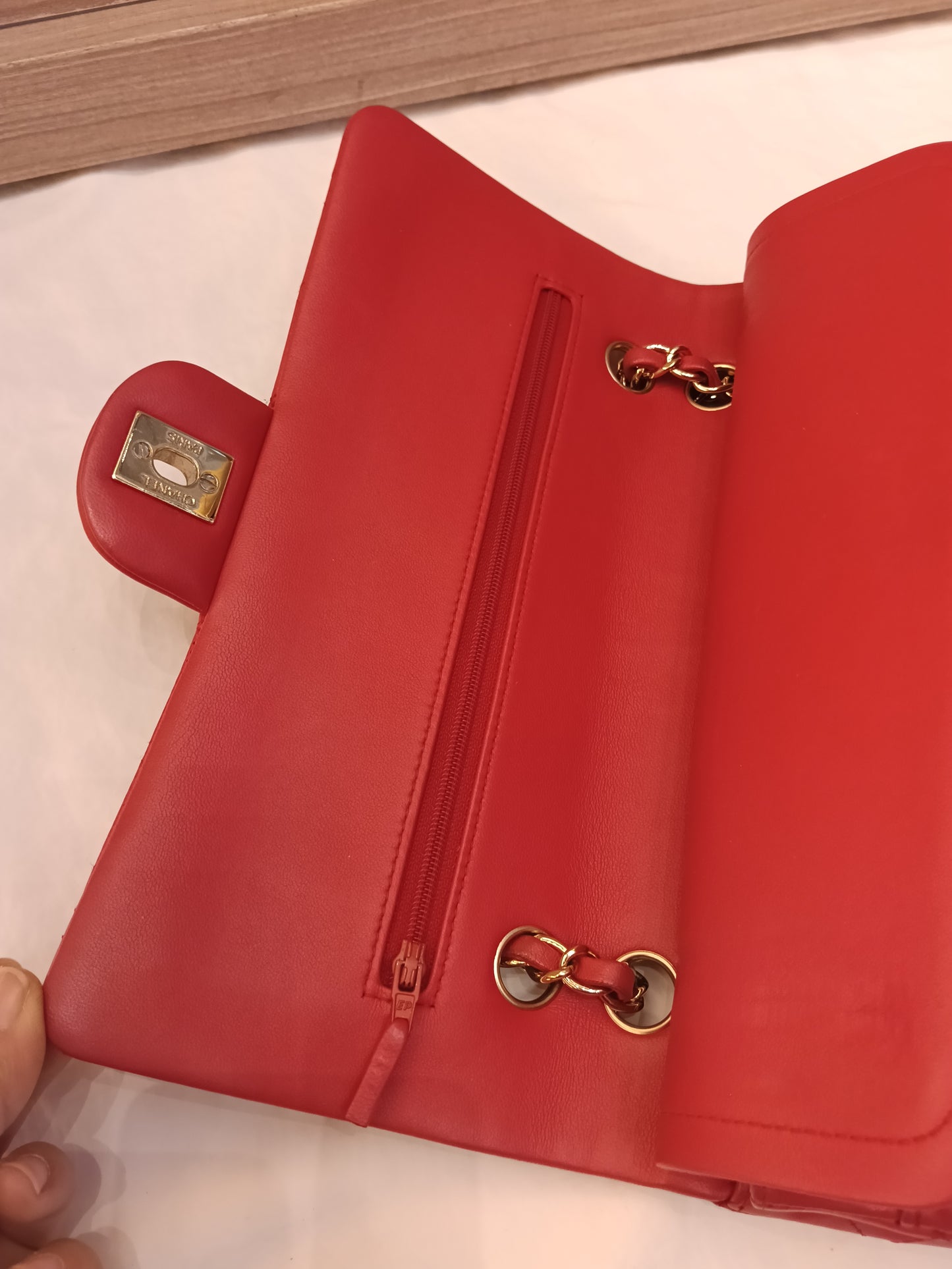 Chanel Medium Lamb Red GHW DF #22
