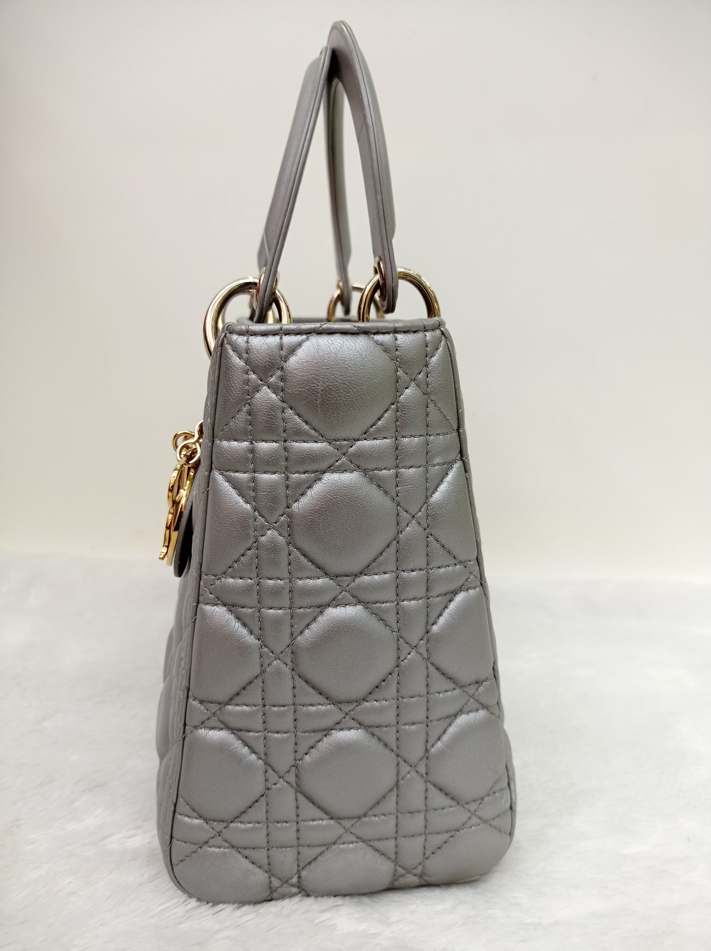 Lady Dior Medium Lamb Grey GHW