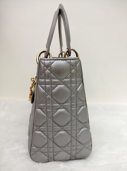 Lady Dior Medium Lamb Grey GHW