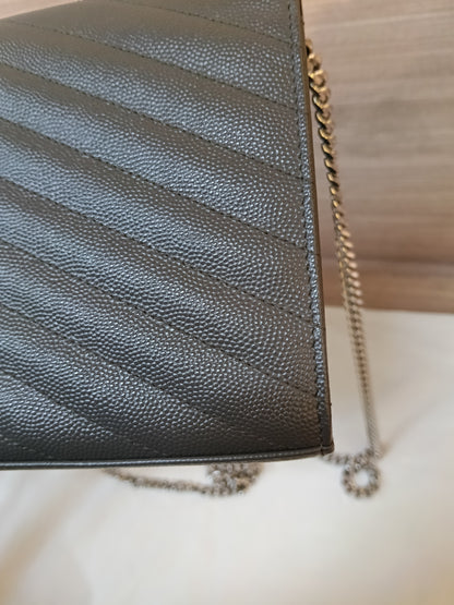 YsL WOC 22 Matelasse Monogramme Grained Grey SHW 2018