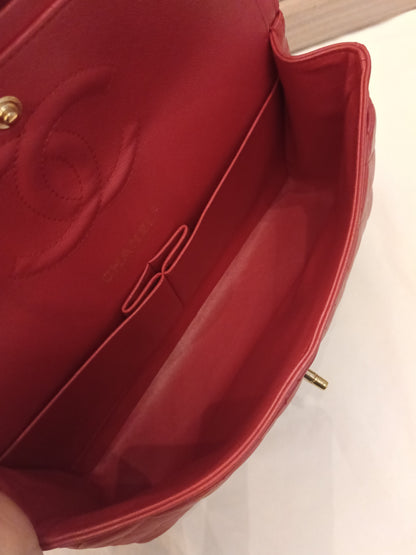 Chanel Medium Lamb Red GHW DF #22
