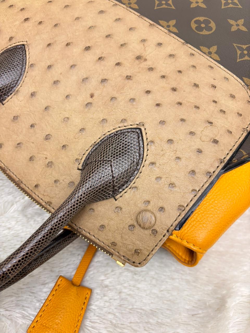 LV Majestueux PM Monogram Exotique Ostrich Lizard Ocre 2013