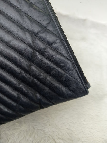YsL Tablet Pouch Matelasse Monogram Cassandre Calfskin Black GHW 2016