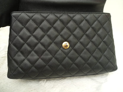 Chanel Coco Handle Medium Caviar Black Handle Lizard GHW #23
