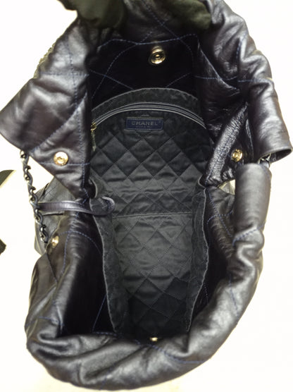 Chanel C22 Small Calfskin Iridescent Blue Metallic (CHIP)