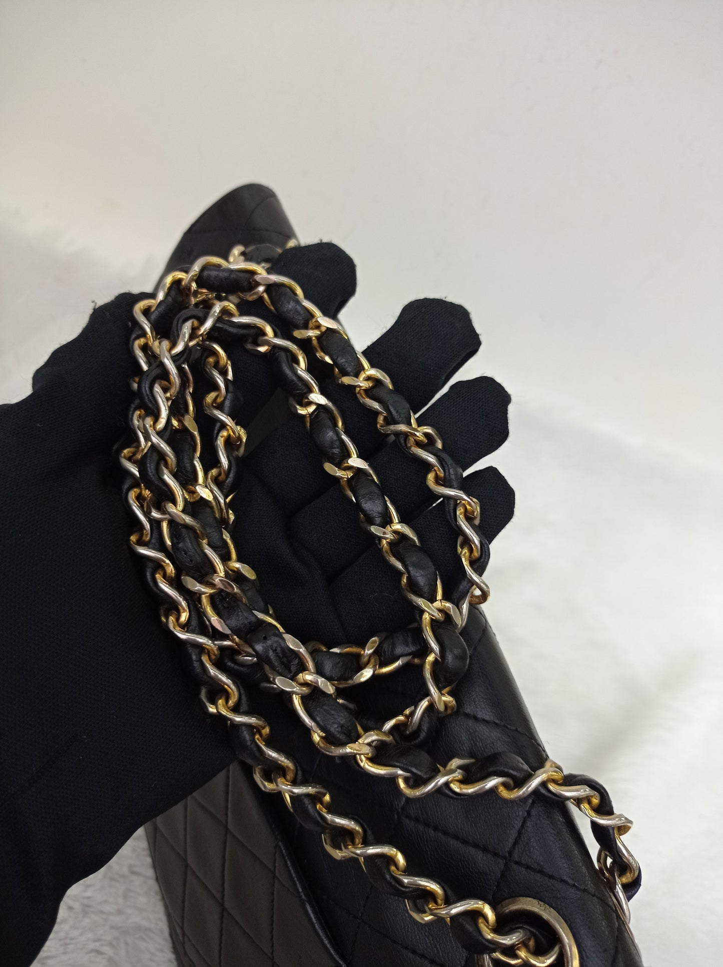 Chanel Medium Lamb Black Vintage GHW DF #0