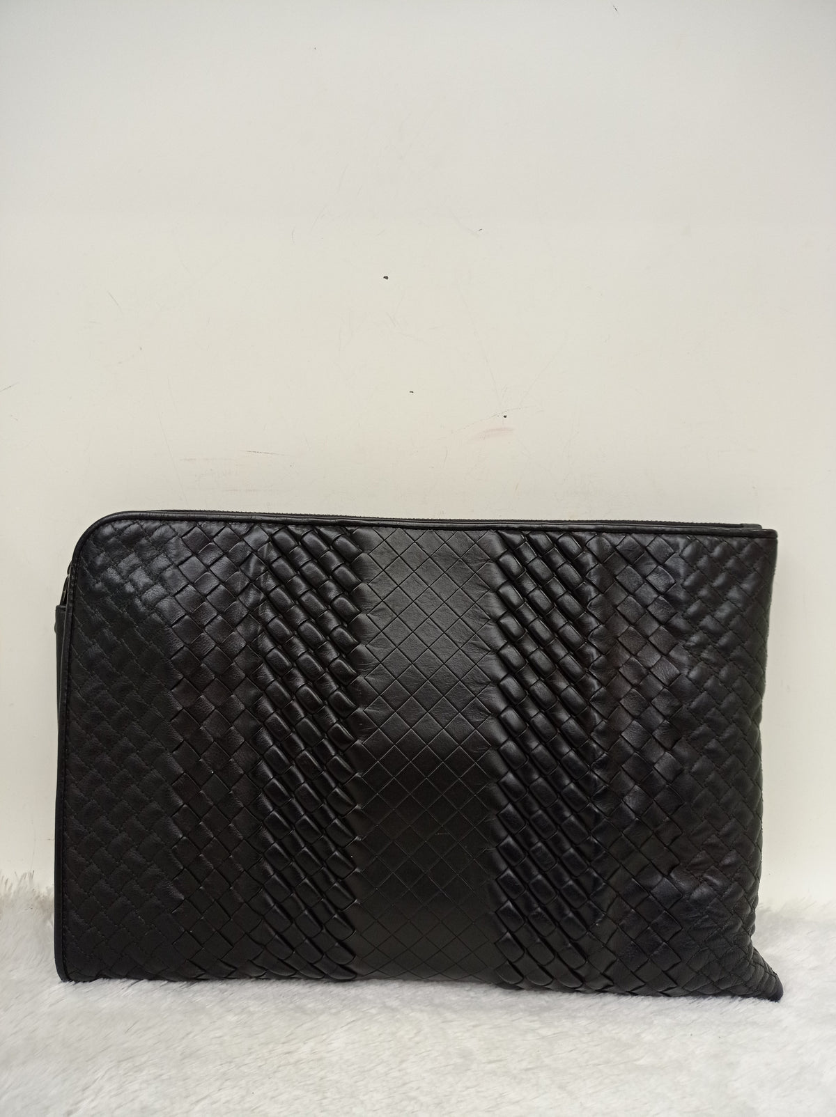 Bottega Veneta Nappa Intreccio Imperatore Zip Clutch Black
