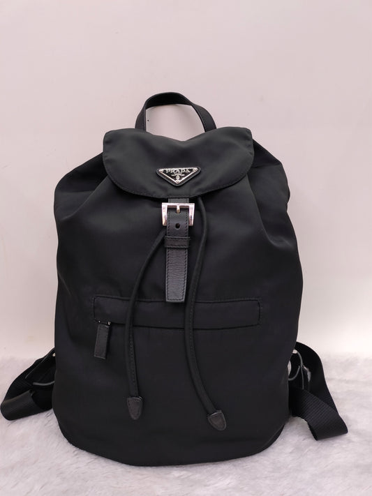 Prada Drawstring Backpack Nylon Black SHW