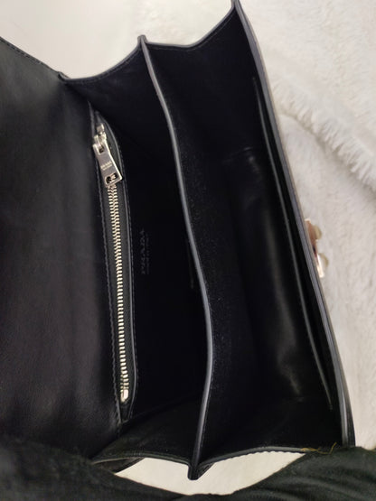 Prada City Calf Saffiano Nero Fuxia SHW
