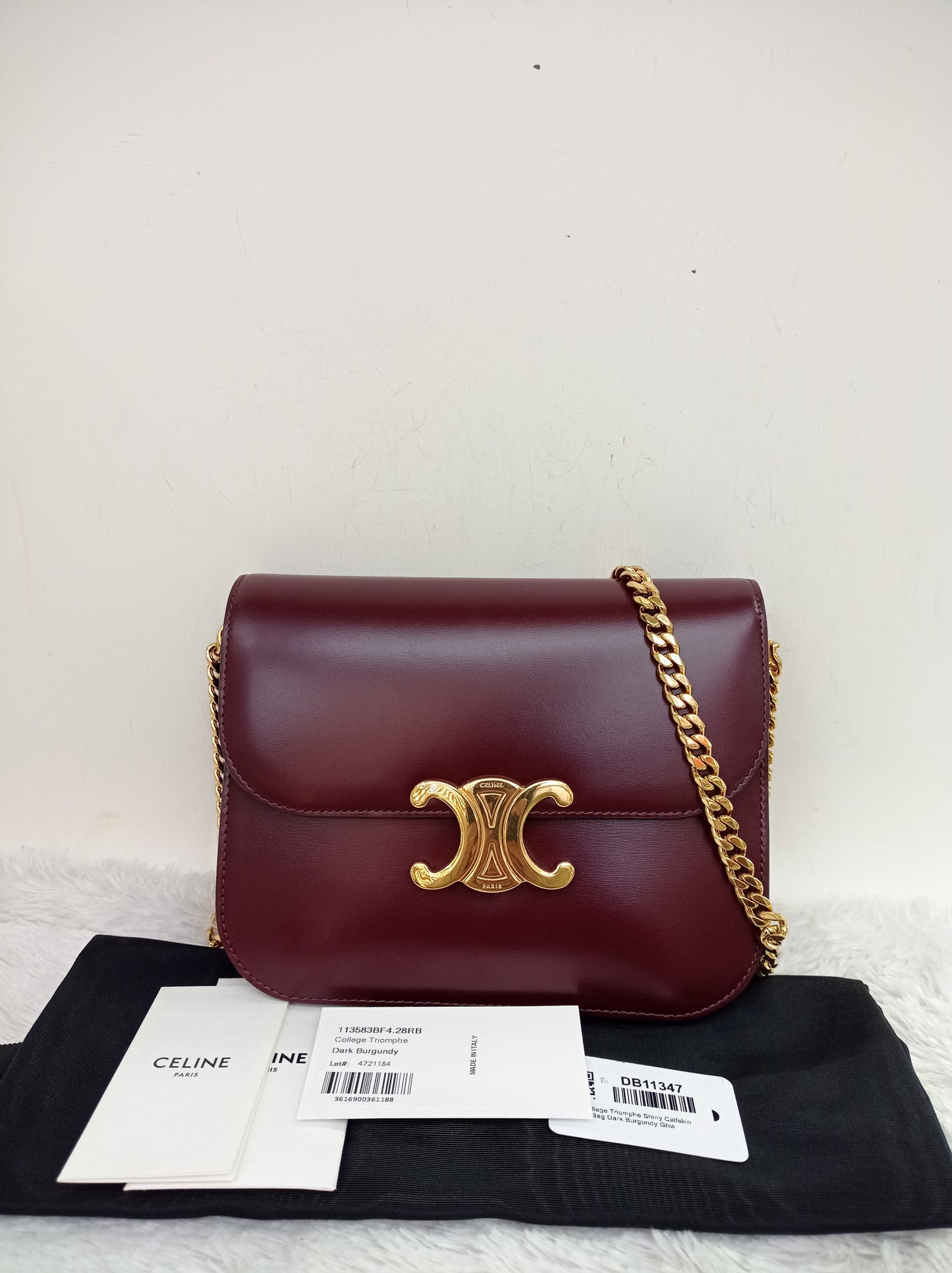 Celine Triomphe College Calfskin Dark Burgundy GHW 2023