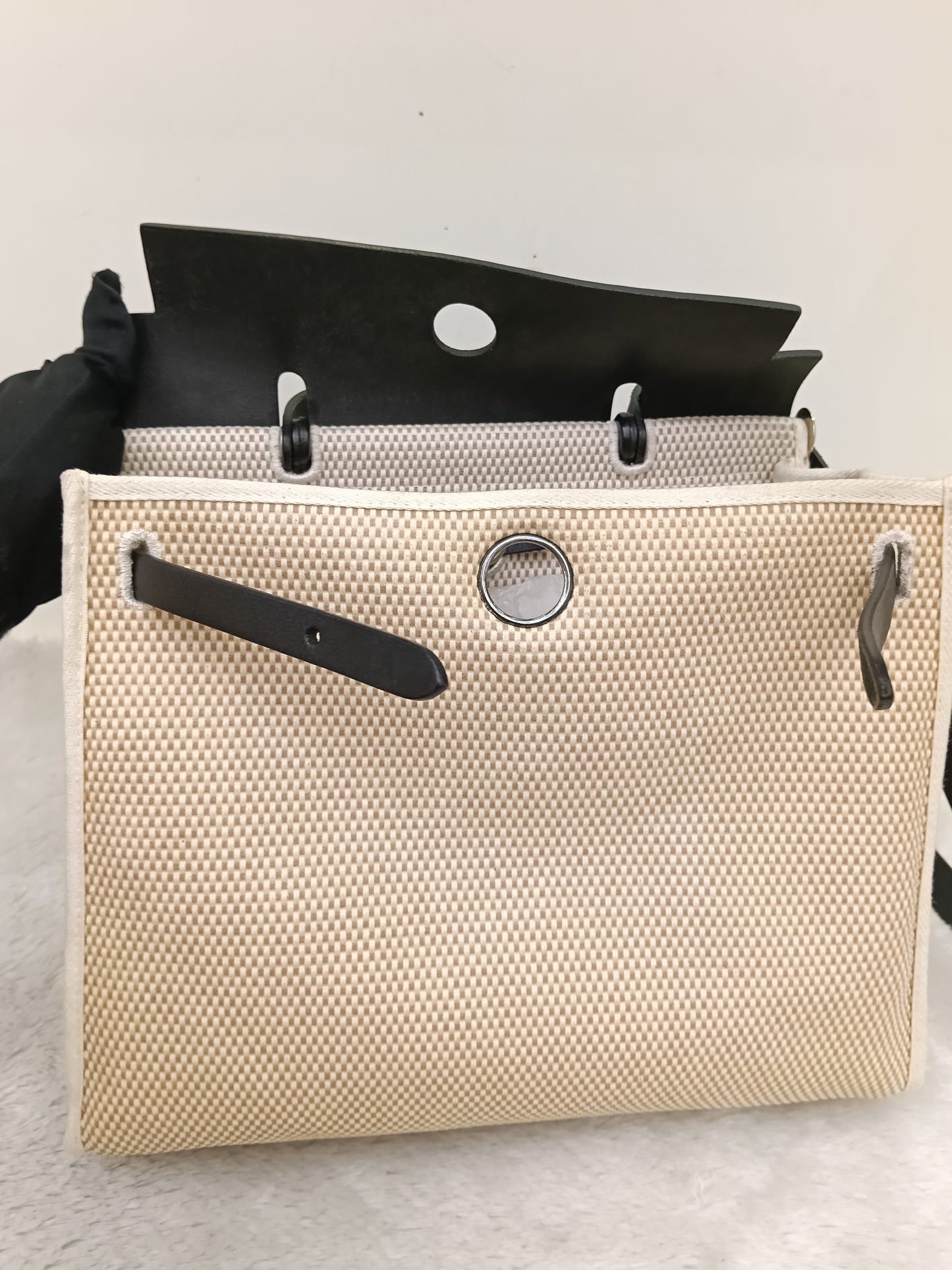 HB31 Toile Beige Flap Black PHW #D square