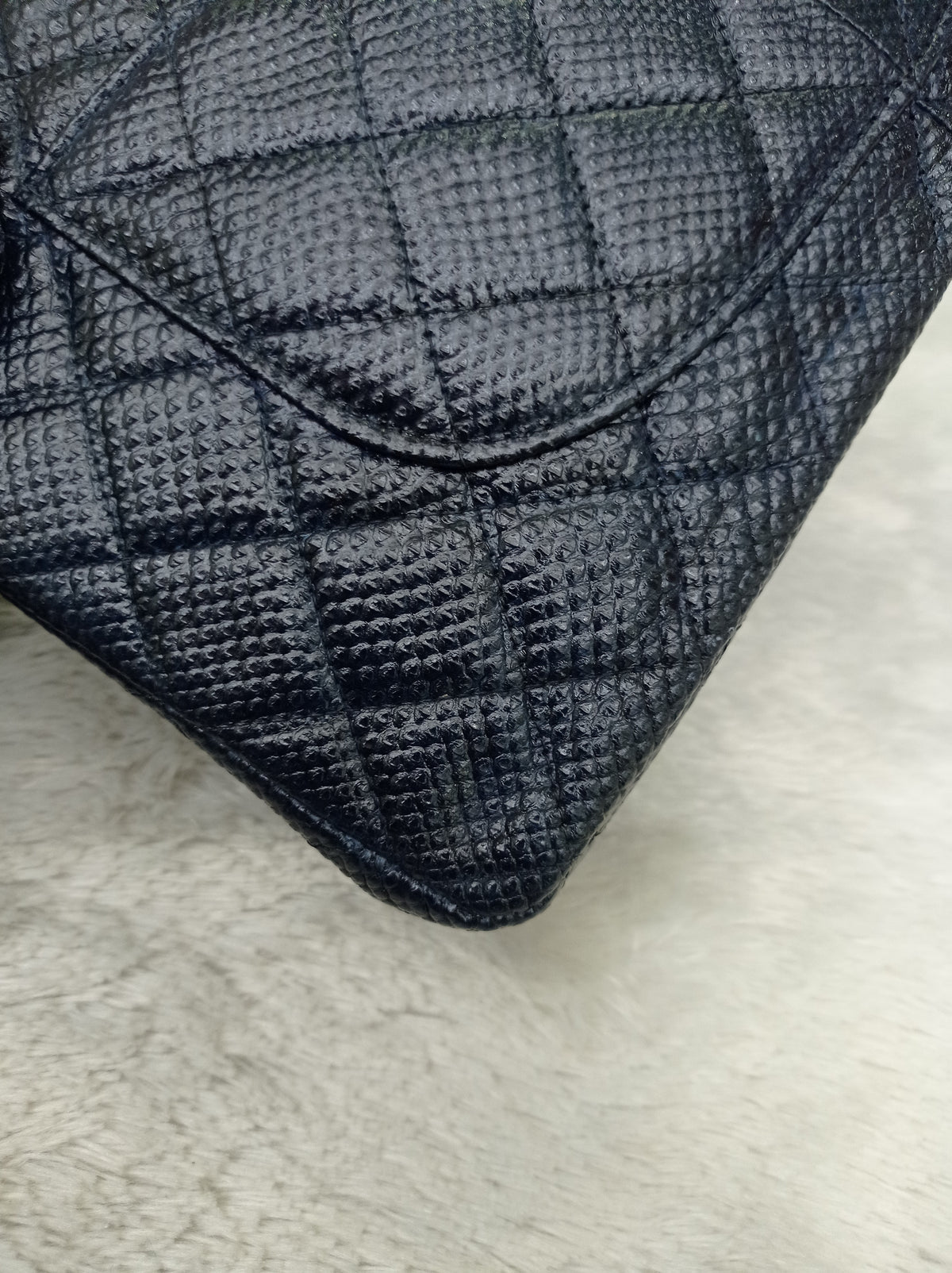 Chanel Medium Karung Snake Skin Navy SHW DF #14