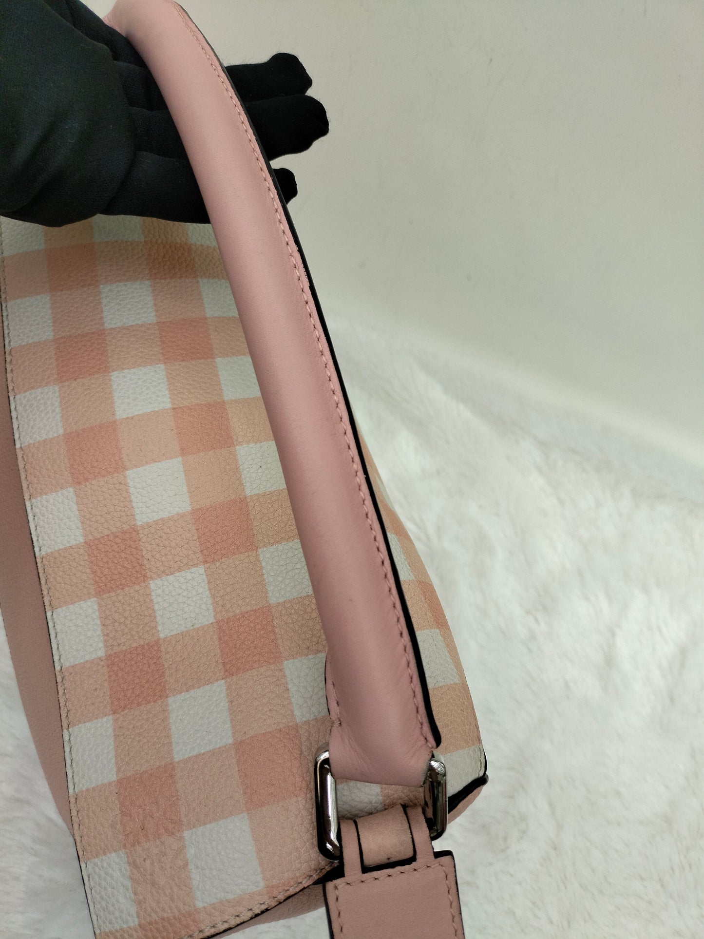 Loewe Puzzle Gingham Medium Pink White SHW 2017