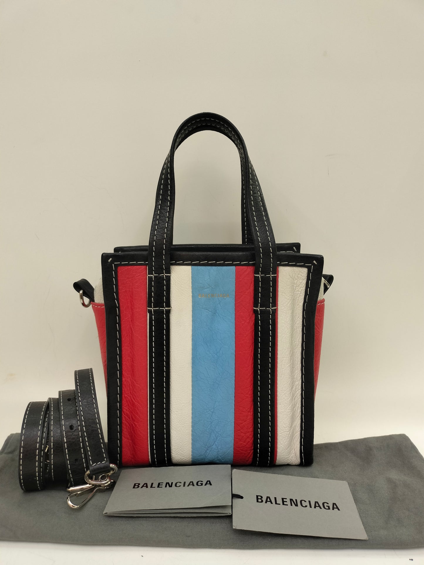 Balenciaga Bazaar XXS Stripe Tote Bicolor SHW
