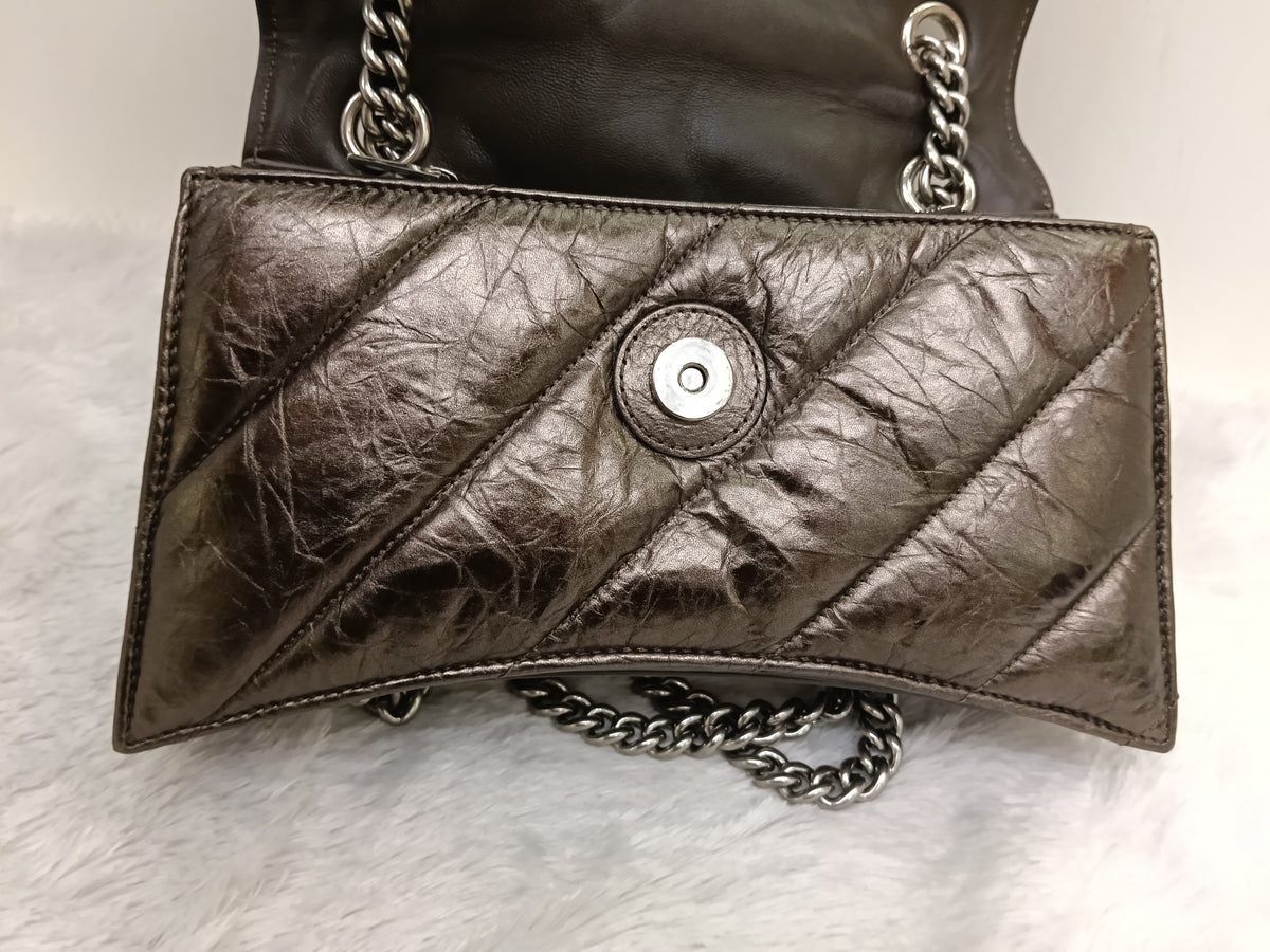 Balenciaga Small Crush Chain Padded Crinkled Dark Bronze SHW 2023