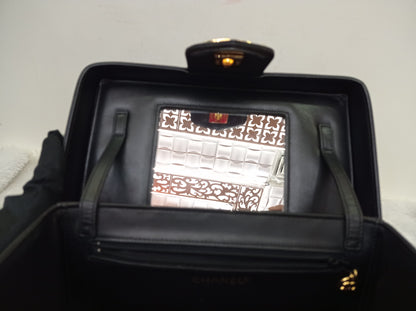 Chanel Vanity Case Box Large Lamb Black Vintage GHW #3