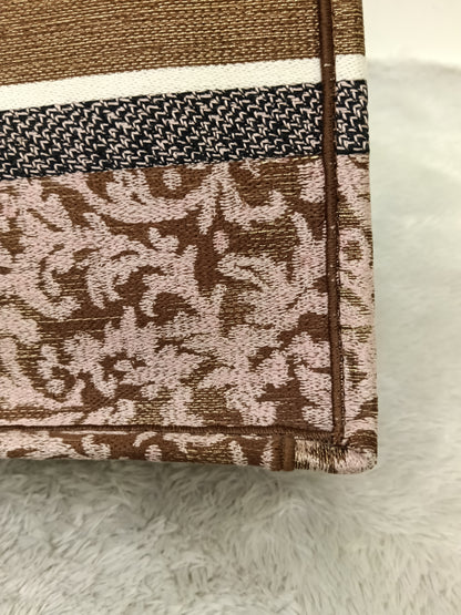 Dior Tote Book Medium Brocart Embroidered Pink Brown 2022