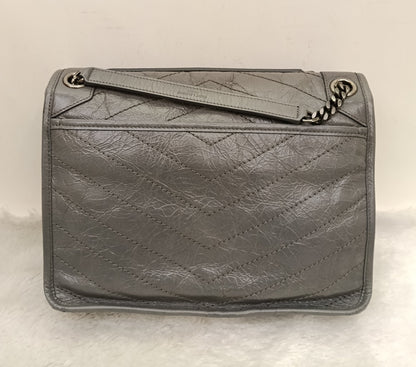 YsL Niki Medium Calfskin Grey RHW 2018