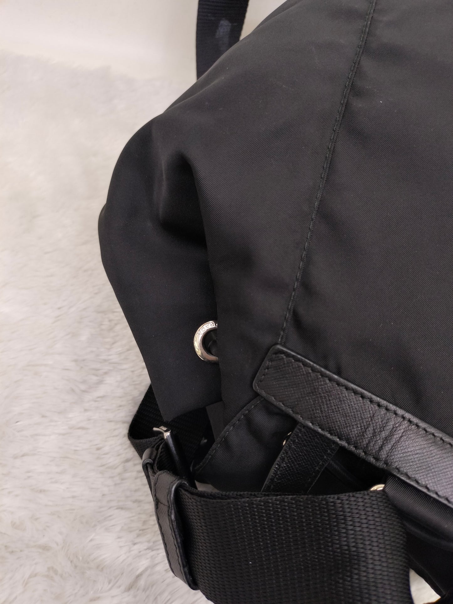 Prada Drawstring Backpack Nylon Black SHW