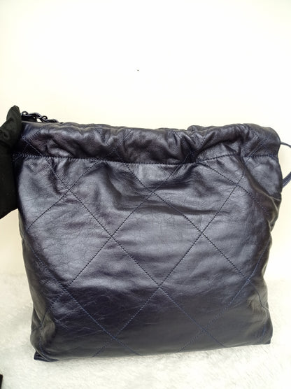 Chanel C22 Small Calfskin Iridescent Blue Metallic (CHIP)