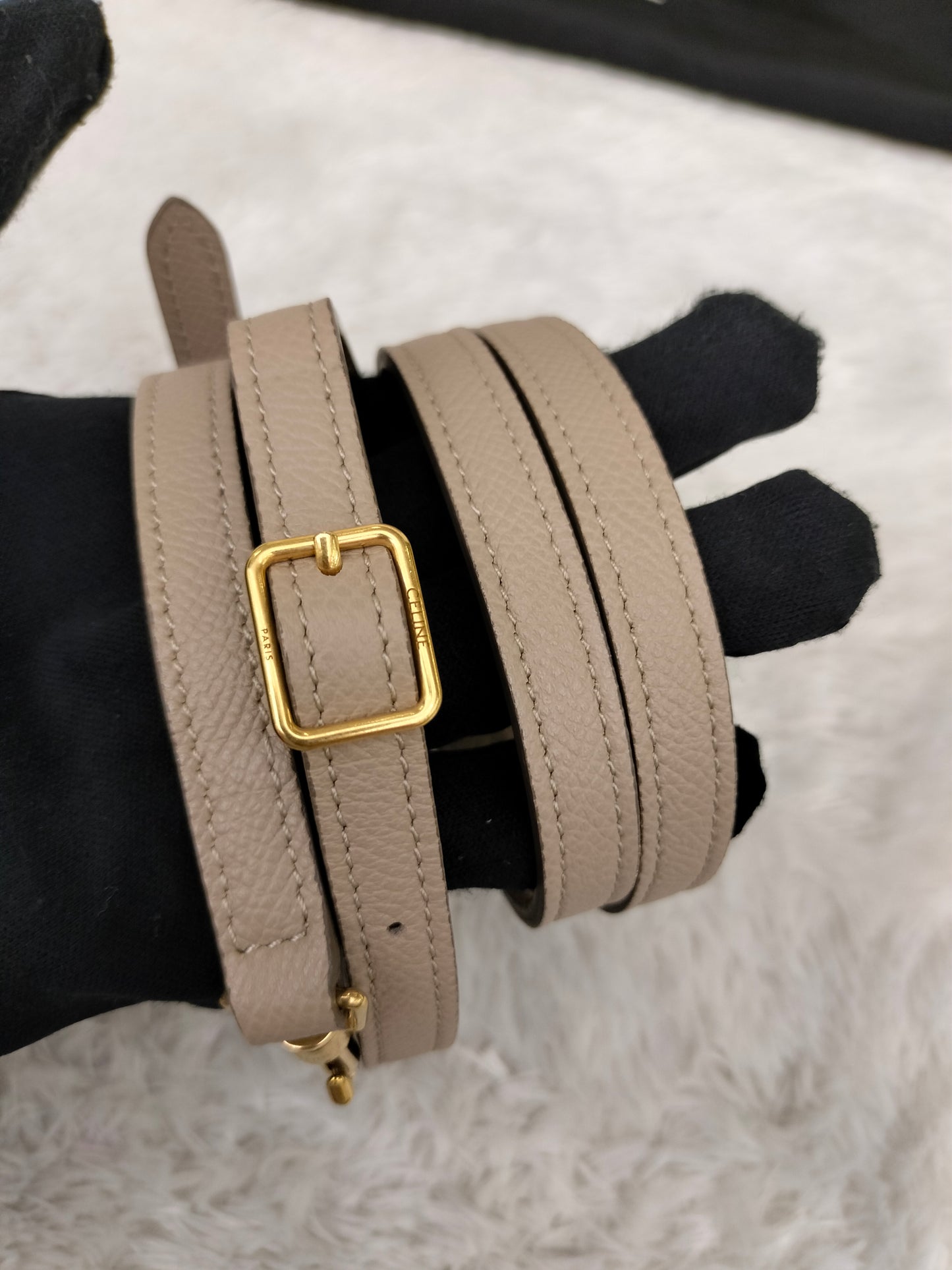 Celine Pico Belt Grained Taupe GHW 2021