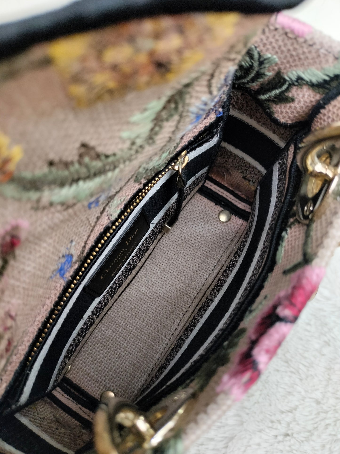 Lady Dior Mini D Lite Embroidered Canvas Mille Fleurs GHW 2023