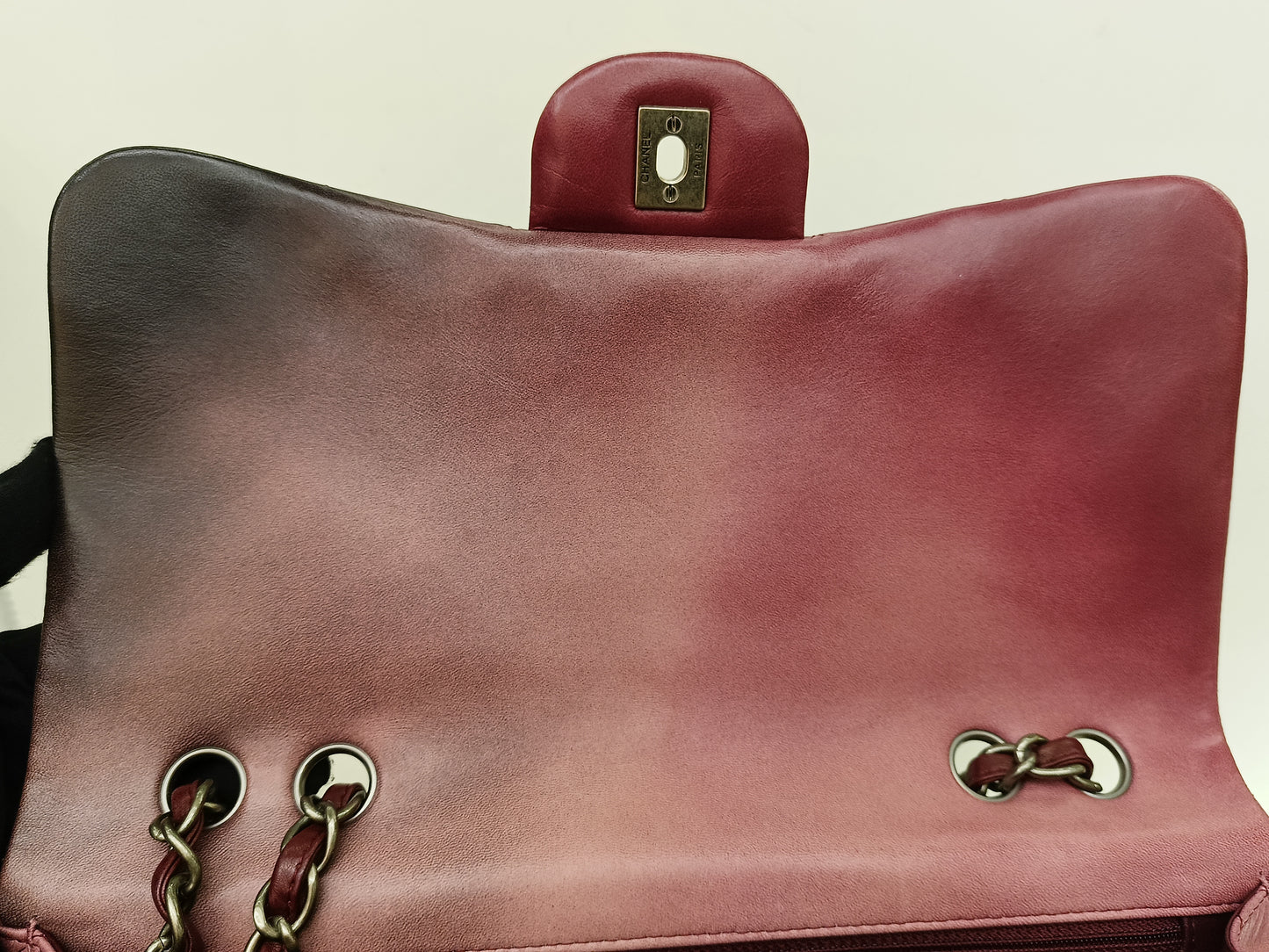 Chanel Jumbo Lamb Bordeaux Dark Red Ombre Pink RGHW SF #13