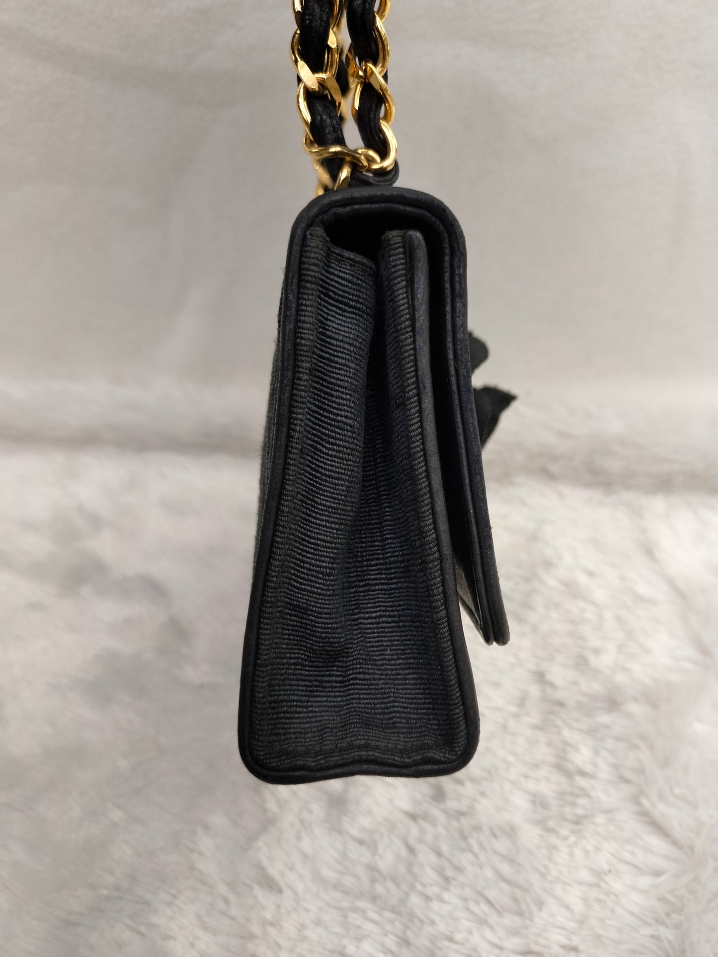 Chanel Mini Denim Flower Black Vintage GHW #1