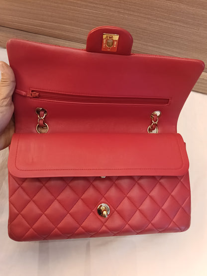 Chanel Medium Lamb Red GHW DF #22