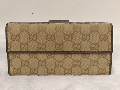 Gucci Wallet Continental D-Ring Canvas Beige Silver GHW 2007