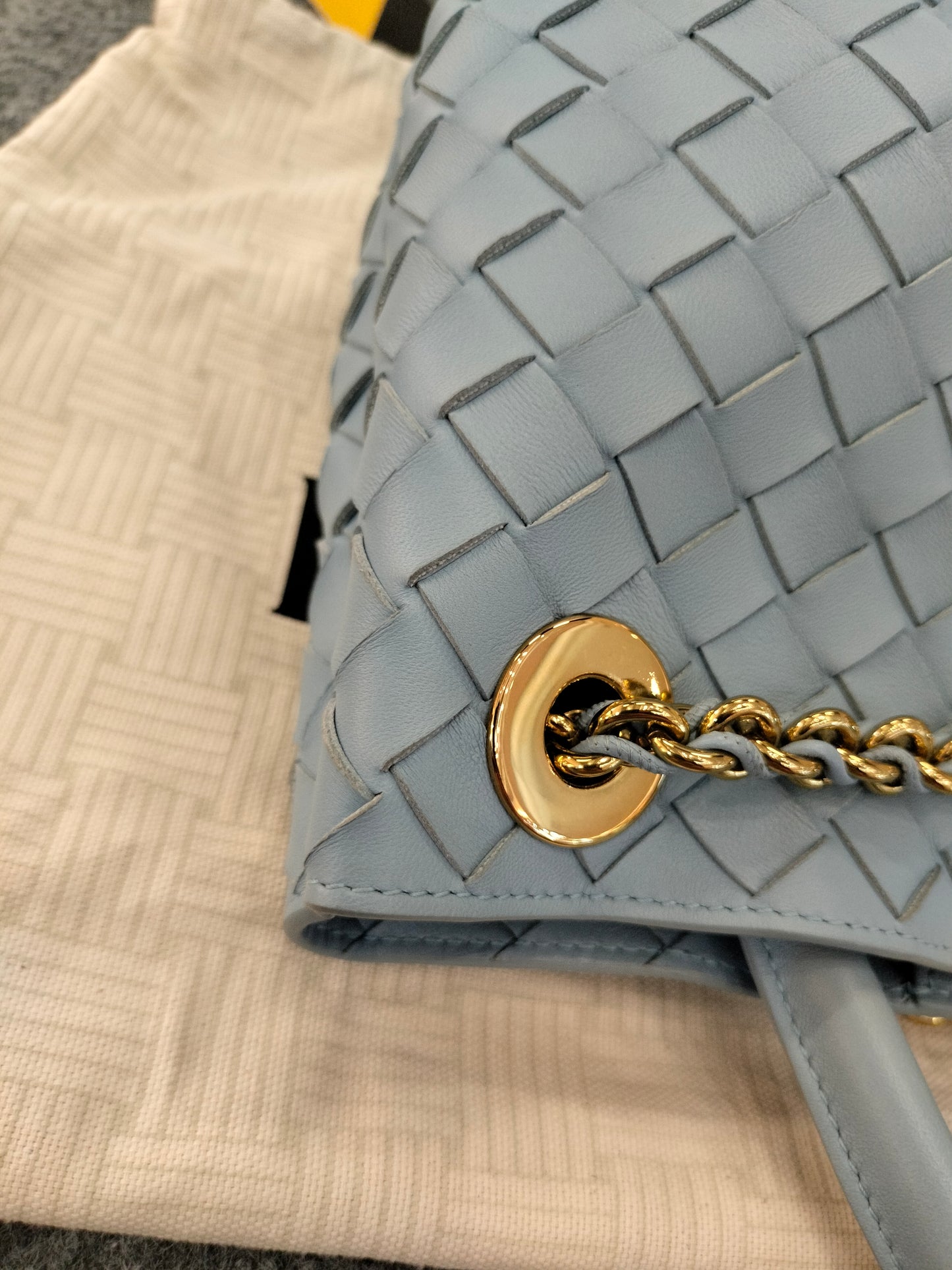 Bottega Veneta Andiamo Small Light Blue GHW