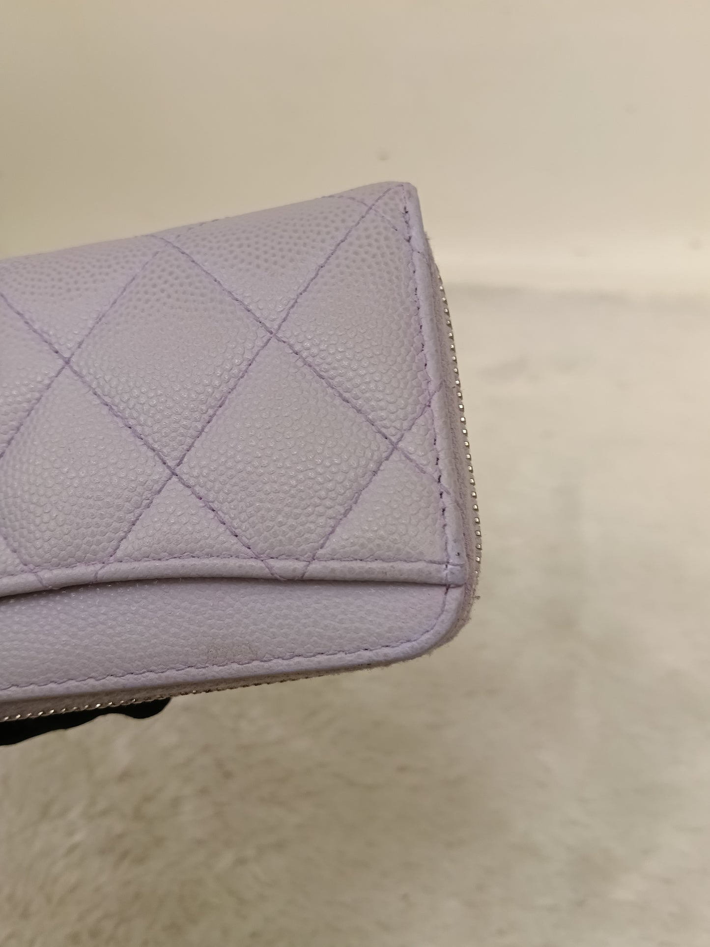 Chanel Zip Around Coin Wallet Purse Caviar Light Purple SHW #31