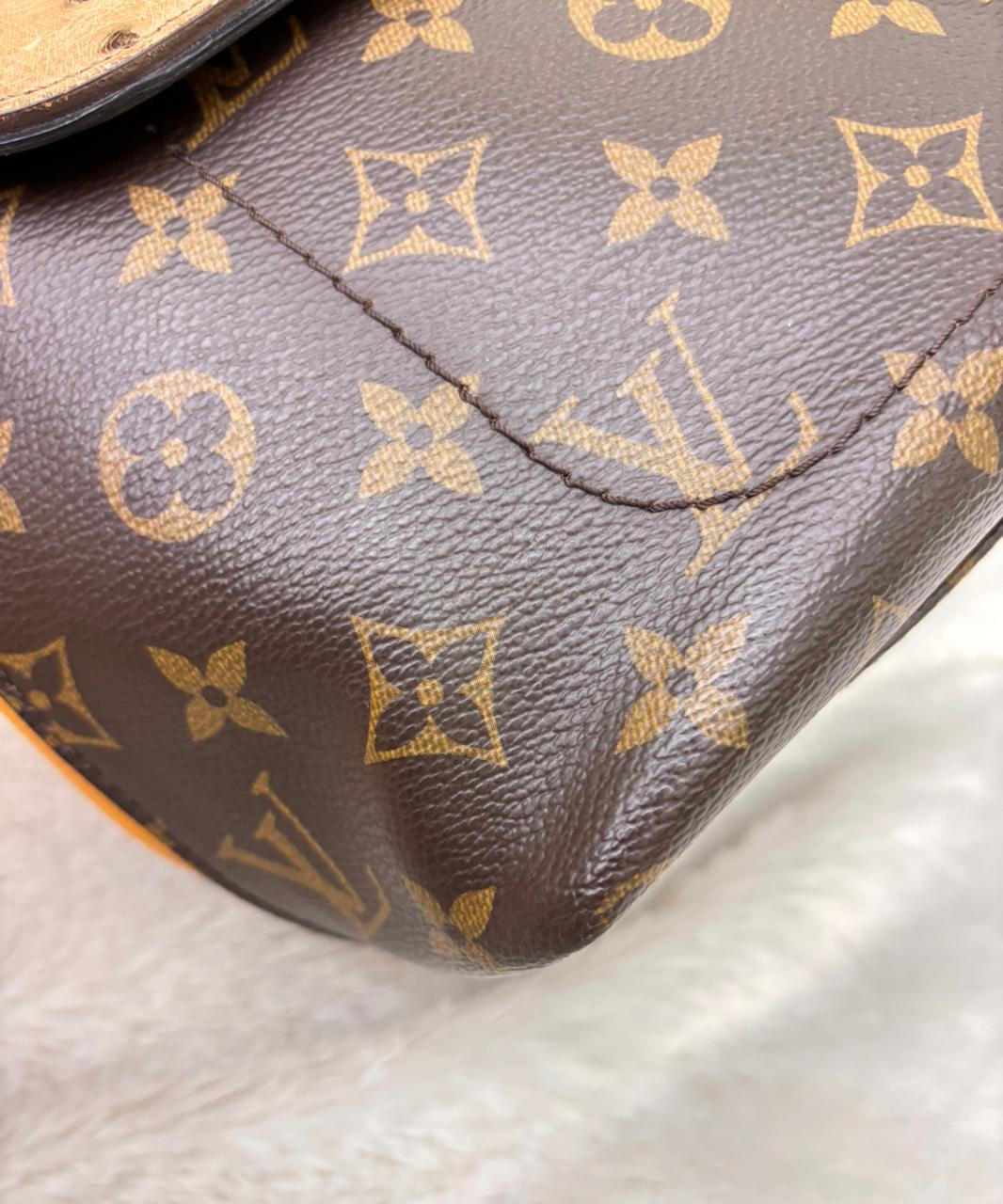 LV Majestueux PM Monogram Exotique Ostrich Lizard Ocre 2013