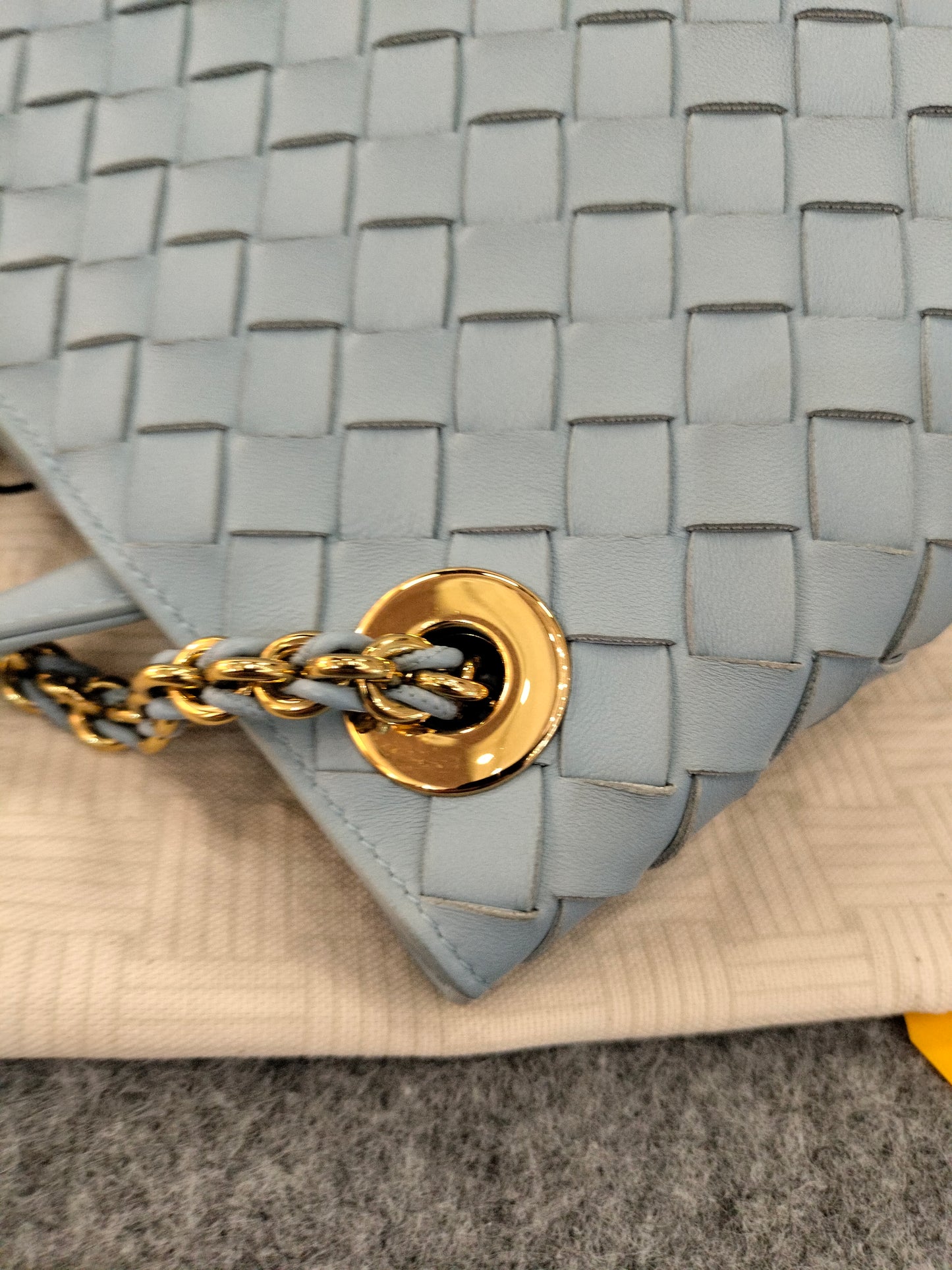 Bottega Veneta Andiamo Small Light Blue GHW