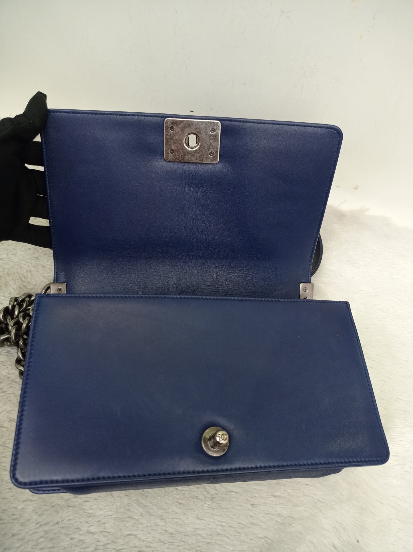 Chanel Boy 25 Lamb Navy Blue RHW #21