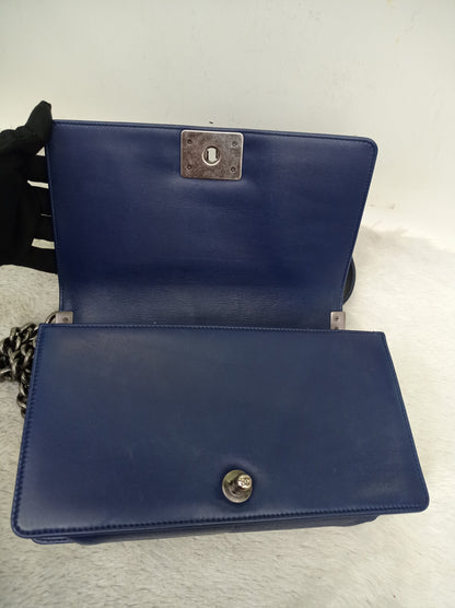 Chanel Boy 25 Lamb Navy Blue RHW #21