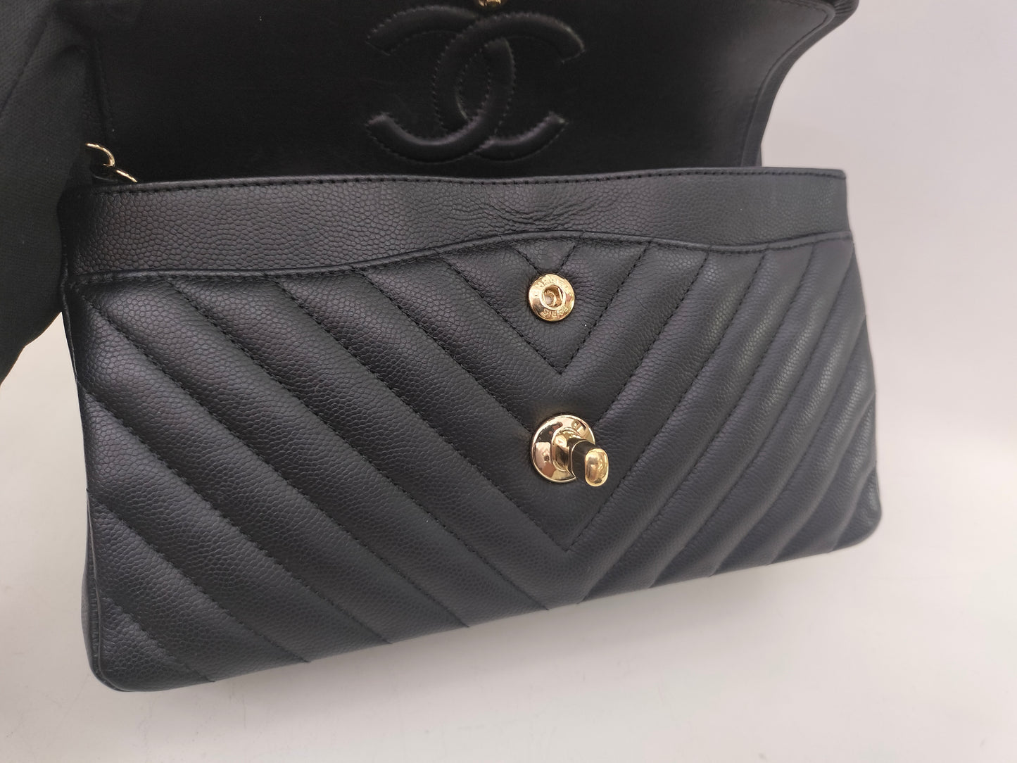 Chanel Small Chevron Caviar Black GHW DF #31