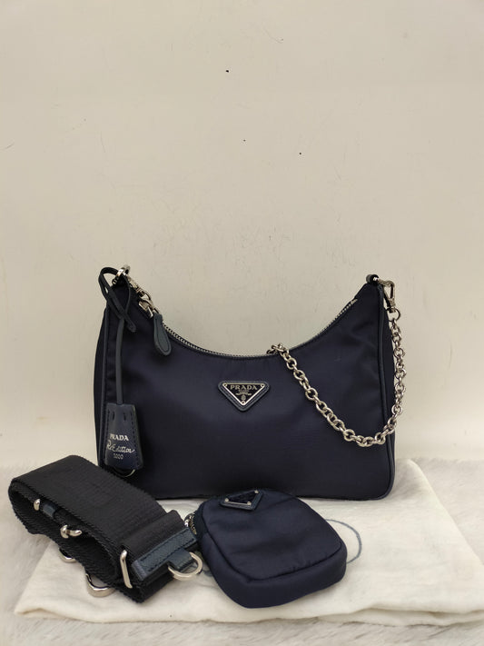 Prada Multi Pochette Re Edition Nylon Navy SHW