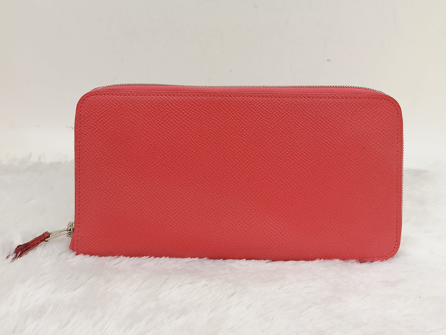 Hermes Azap Long Round Zip Wallet Epsom Orange Poppy PHW #T