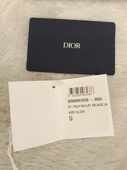 Dior Bifold Wallet Oblique Jacquard Ruthenium Grey Silver