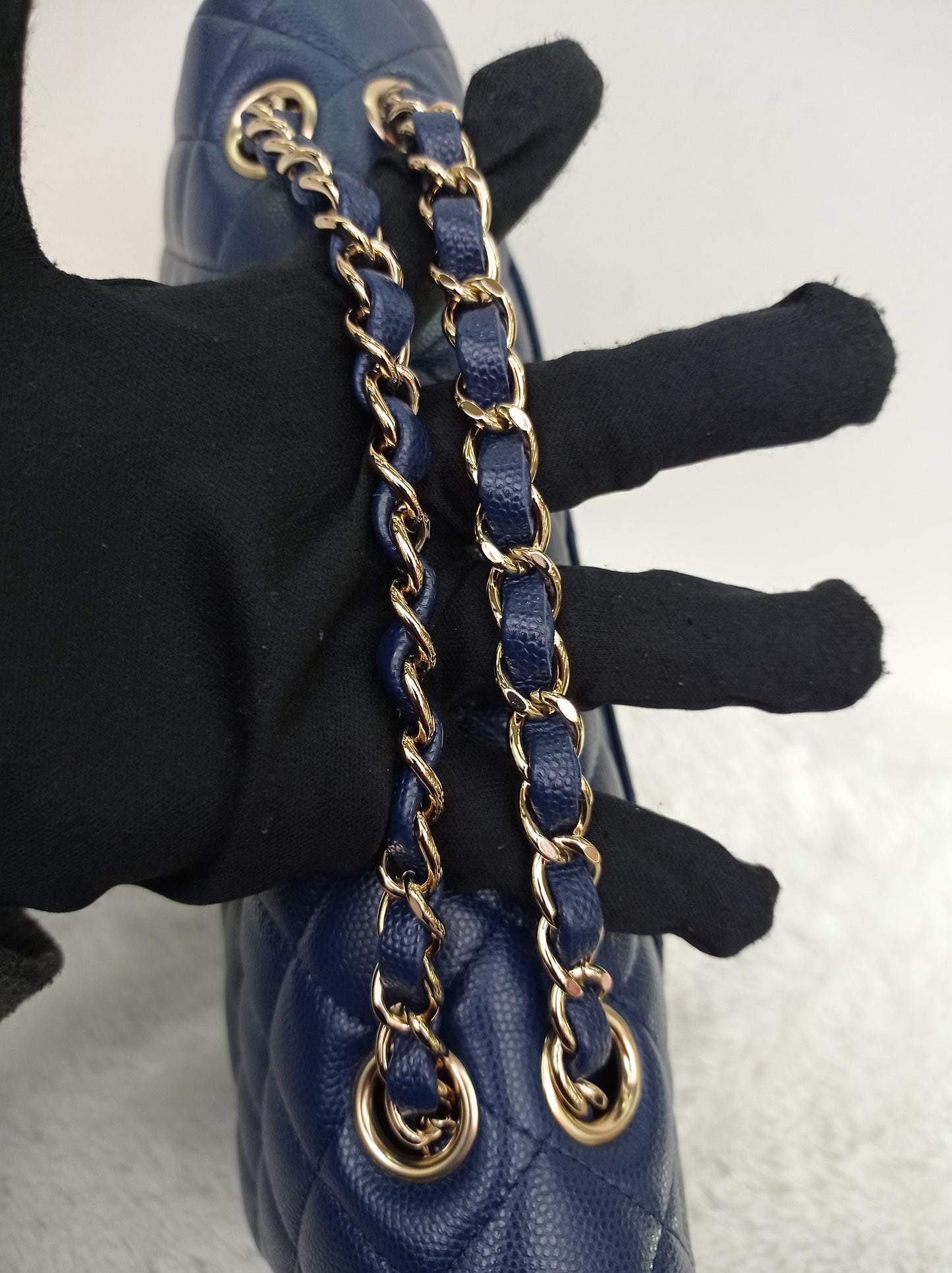 Chanel Medium Caviar Dark Blue GHW DF #24