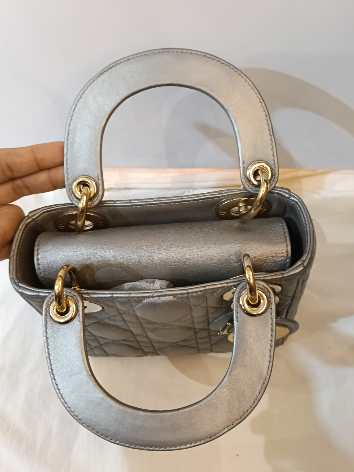 Lady Dior Mini Lamb Silver GHW 2016