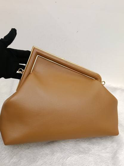 Fendi First Caramello Medium Calfskin Brown Beige GHW