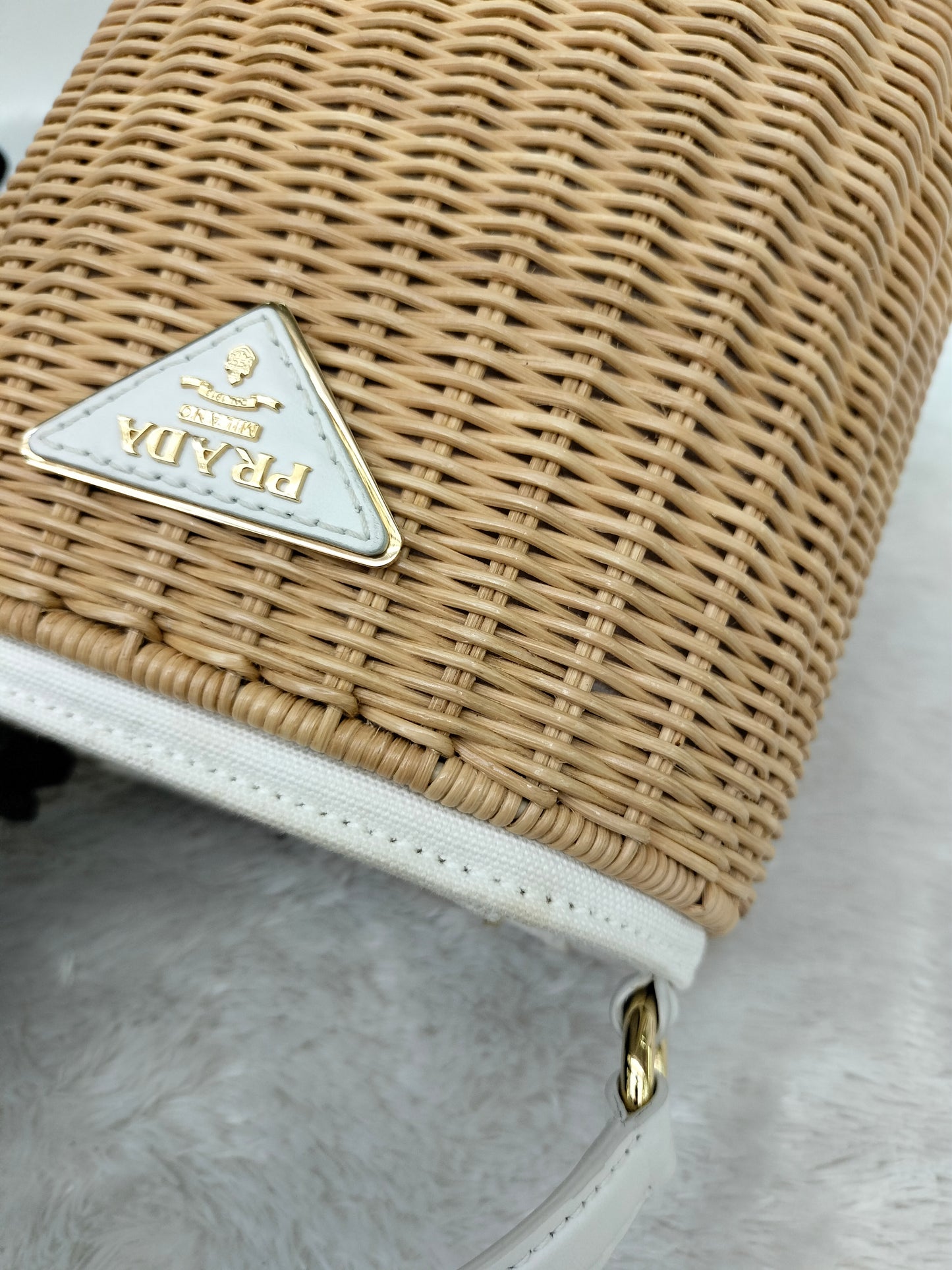 Prada Midollino Canapa Naturale Bianco GHW