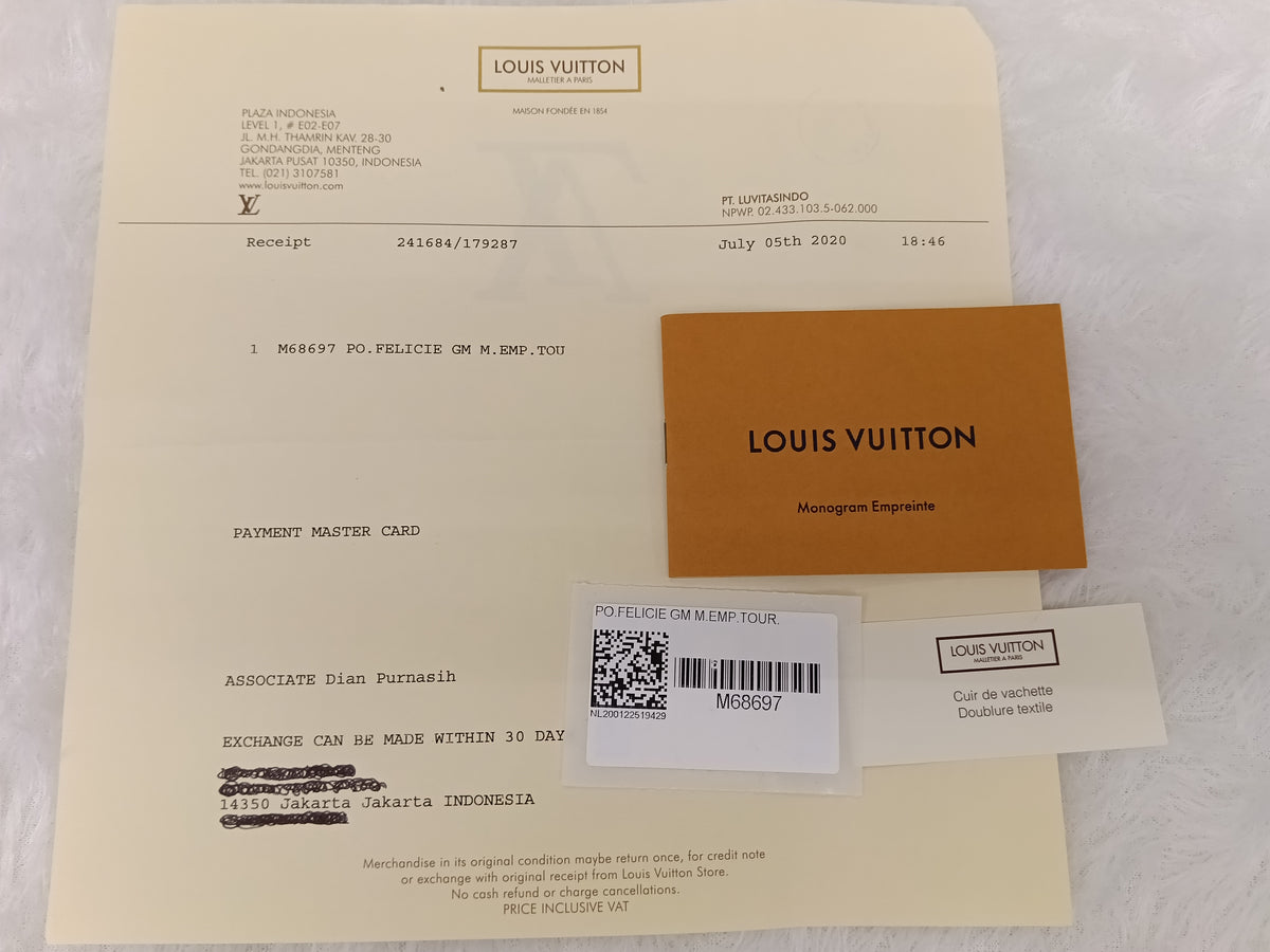 LV Felicie GM Monogram Empreinte Tourterelle 2020