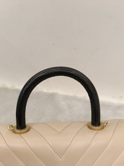 Chanel Coco Handle Small Chevron Calfskin Beige Handle Lizard GHW #25