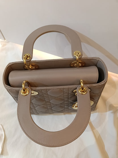 Lady Dior Small Lamb Taupe GHW 2016