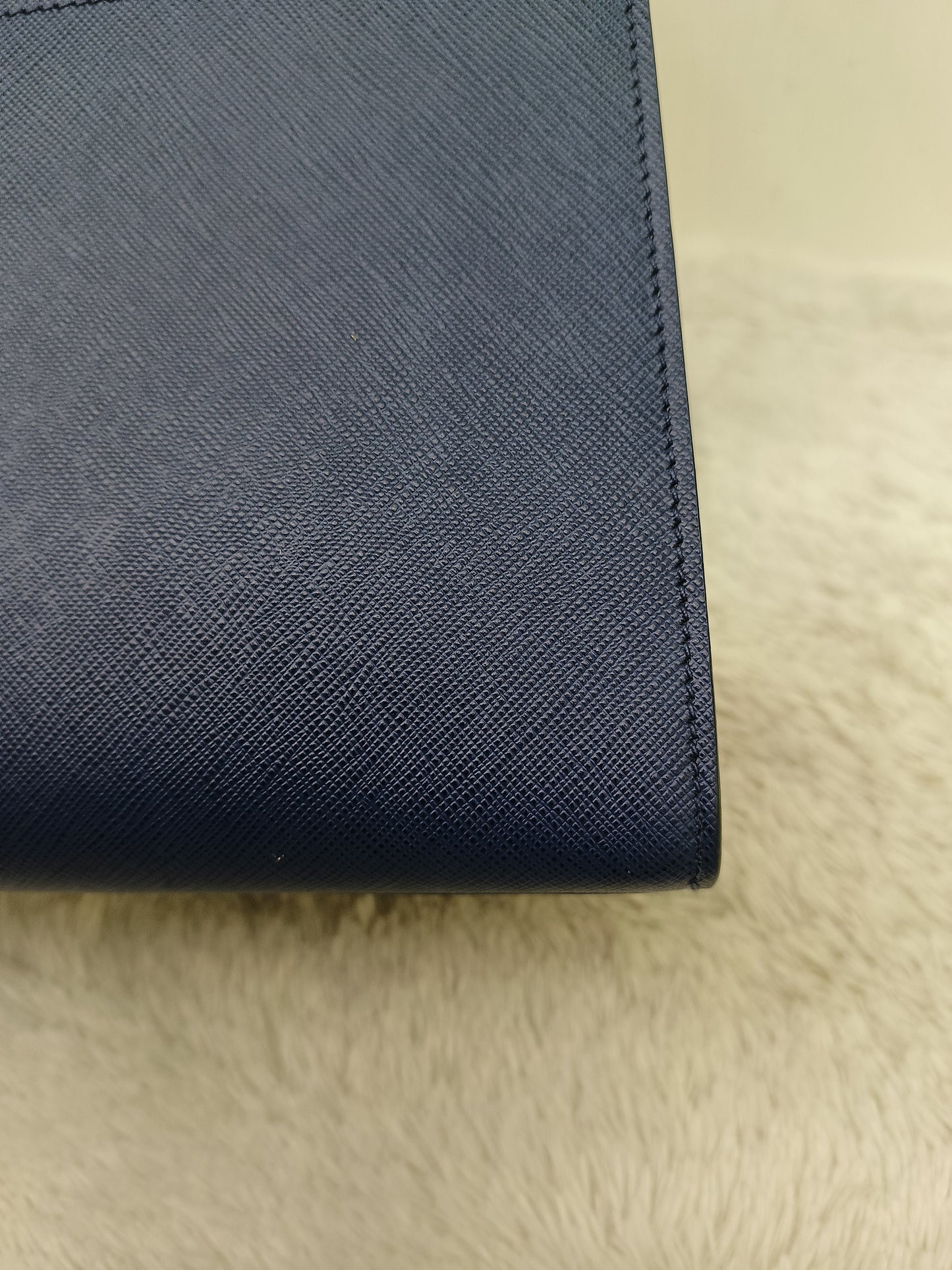 Prada Saffiano Bibliotheque 2 Way Tote Bluette Red GHW