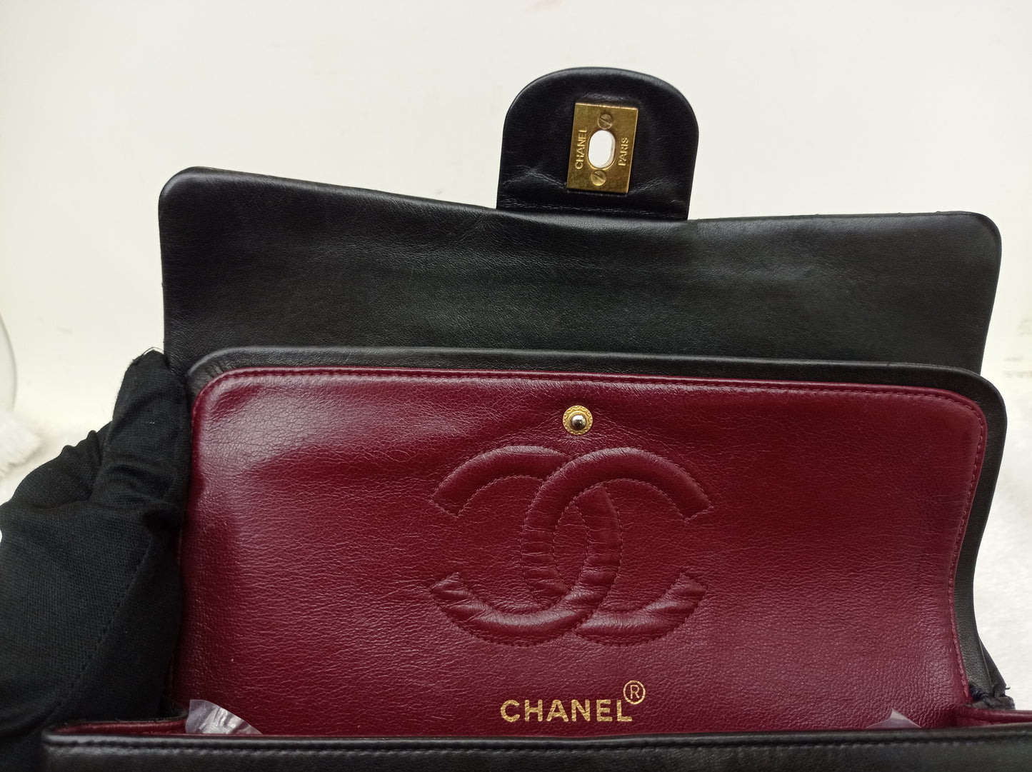Chanel Medium Lamb Black Vintage GHW DF #2
